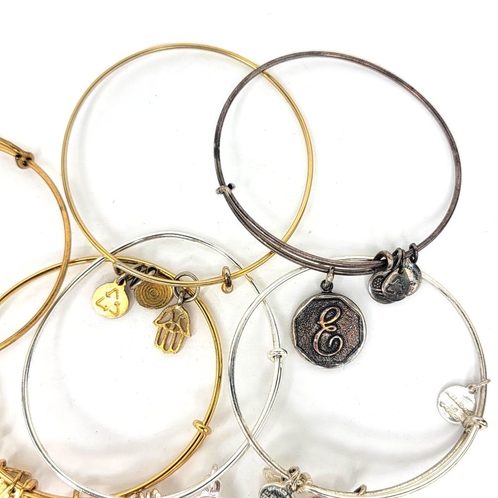 Alex and Ani Lot of 11 Charm Bangles 925 Silver - Picture 5 of 6